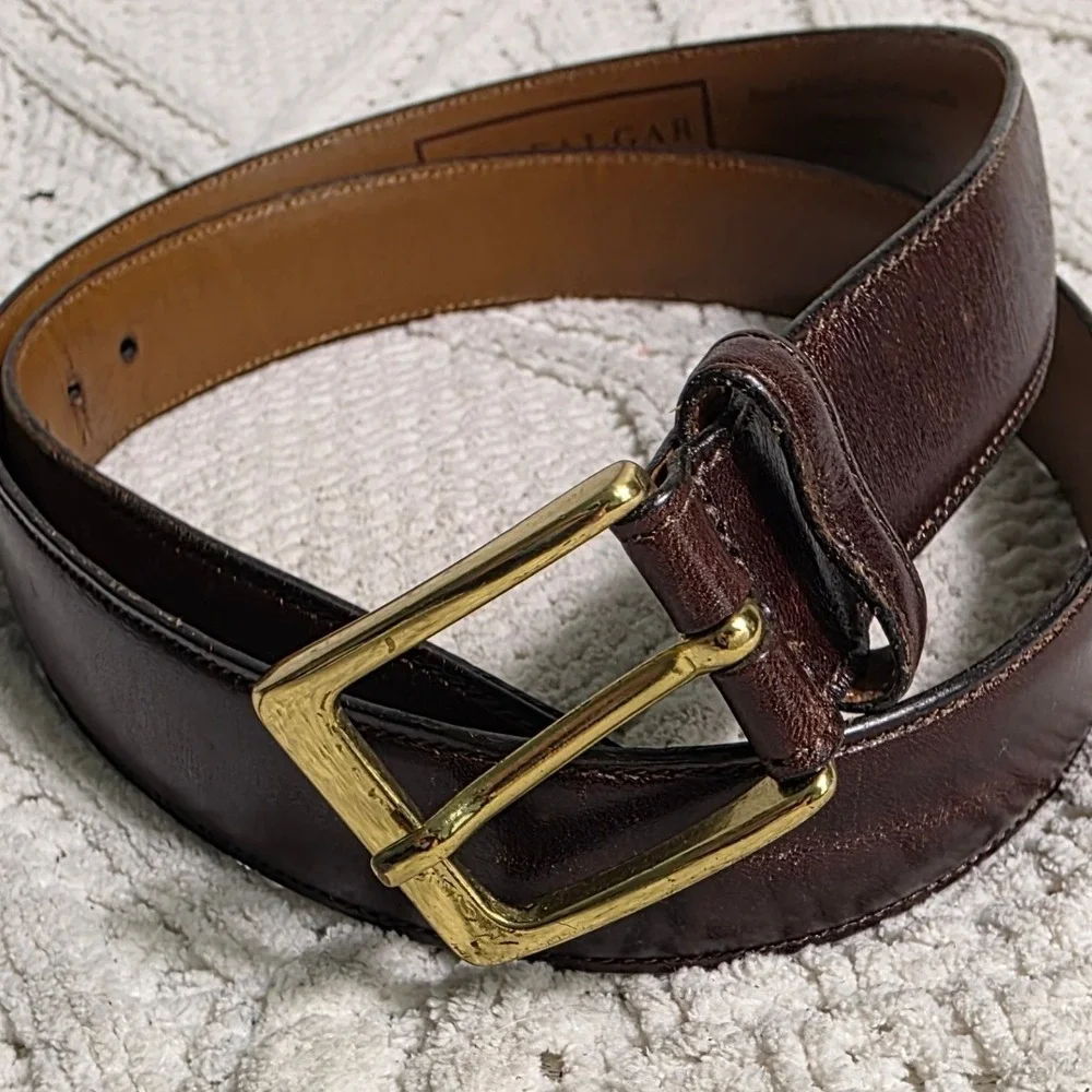Trafalgar Belt Brown Cortina Leather Gold Buckle USA Classic Dress Mens 38